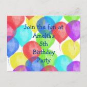 カラフル誕生日バルーンパーティー ポストカード (正面)