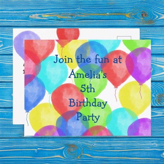 カラフル誕生日バルーンパーティー ポストカード