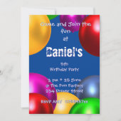 カラフル誕生日バルーンパーティー 招待状 (正面)