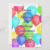 カラフル誕生日バルーンパーティー 招待状 (正面)