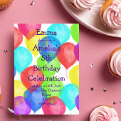 カラフル誕生日バルーンパーティー 招待状