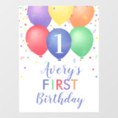 カラフル誕生日バルーン編集可能年齢 ウィンドウサイン (シート)