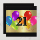 カラフル誕生日バルーン21 招待状 (正面/裏面)