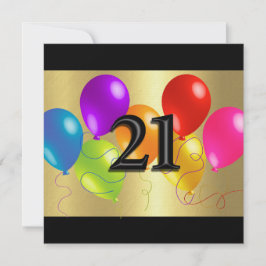 カラフル誕生日バルーン21 招待状