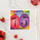 カラフル誕生日バルーン75歳! スタンダードカクテルナプキン (インサイチュ)