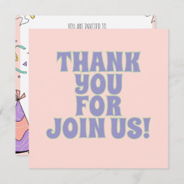 カラフル誕生日パーティーの招待状 サンキューカード