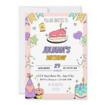 カラフル誕生日パーティーの招待状