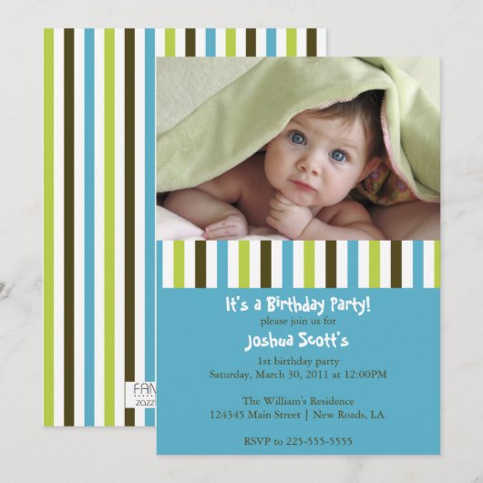 カラフル誕生日招待状 招待状 (正面/裏面)