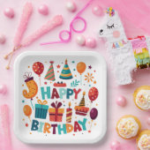 カラフル誕生日紙プレート ペーパープレート (パーティー)
