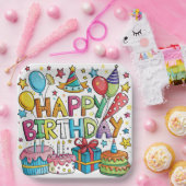 カラフル誕生日紙プレート ペーパープレート (パーティー)