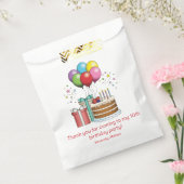 カラフル誕生日風船とケーキとプレゼント フェイバーバッグ (封をした状態)