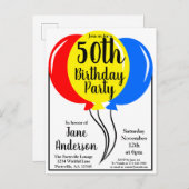 カラフル誕生日風船5 インビテーションポストカード (正面/裏面)