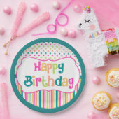 カラフル誕生日9インチ紙プレート ペーパープレート (パーティー)