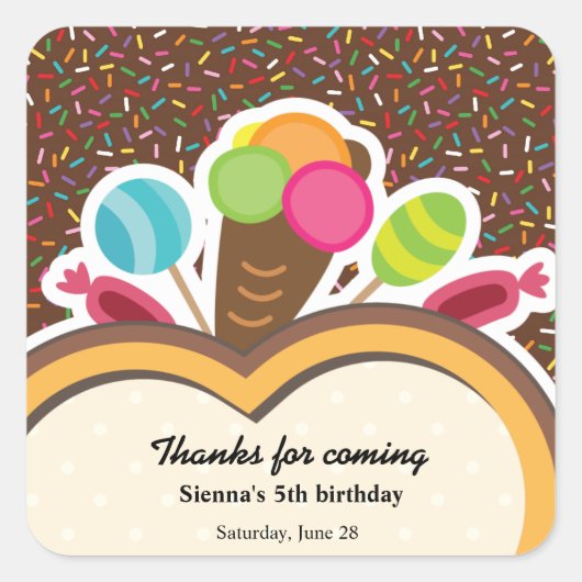 カラフル誕生日 スクエアシール (正面)