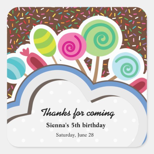 カラフル誕生日 スクエアシール (正面)