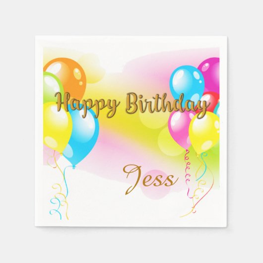 カラフル誕生日 スタンダードカクテルナプキン (正面)