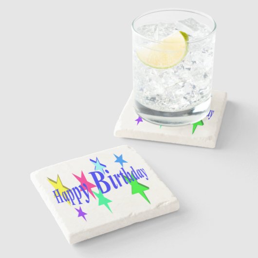 カラフル誕生日 ストーンコースター (横)