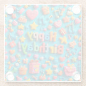 カラフル誕生祝い要素 ガラスコースター (裏面)