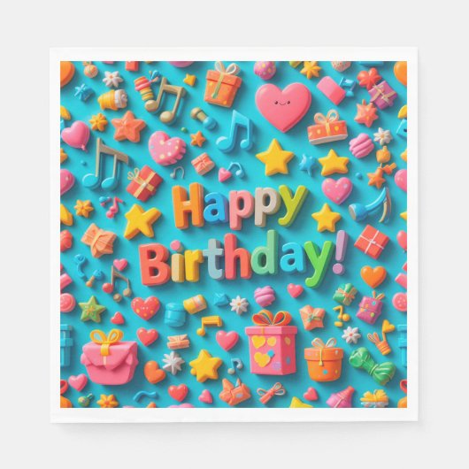 カラフル誕生祝い要素 スタンダードランチョンナプキン (正面)