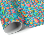 カラフル誕生祝い要素 ラッピングペーパー (ロールコーナー)