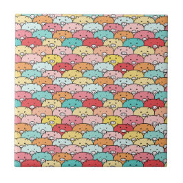 カラフル豚おもしろいと可愛い柄 タイル