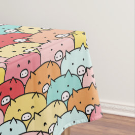 カラフル豚おもしろいと可愛い柄 テーブルクロス