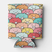 カラフル豚おもしろいと可愛い柄 缶クーラー (正面)