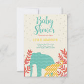 カラフル象のベビーシャワーの招待 招待状 (正面)