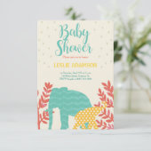 カラフル象のベビーシャワーの招待 招待状 (スタンド正面)
