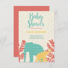 カラフル象のベビーシャワーの招待 招待状