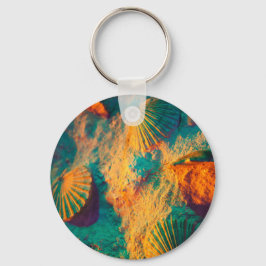 カラフル貝殻と砂のブナ キーホルダー