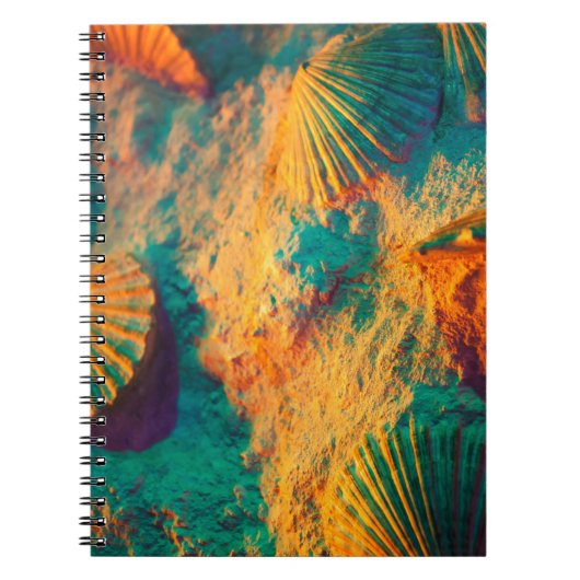 カラフル貝殻と砂のブナ ノートブック (正面)