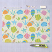 カラフル貝類とヒトデ航海のン 薄葉紙 (クラフト)