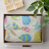 カラフル貝類とヒトデ航海のン 薄葉紙 (ギフト)