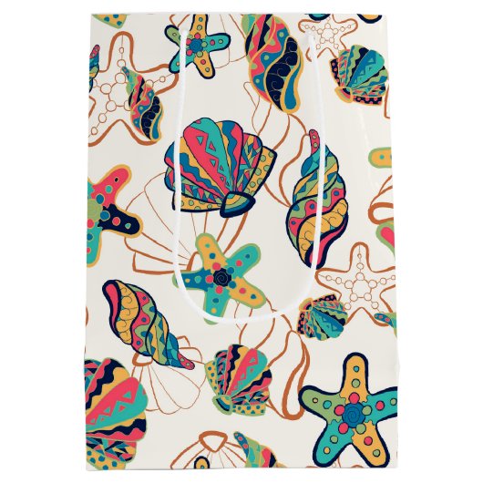 カラフル貝類中抱き枕 ミディアムペーパーバッグ (裏面)