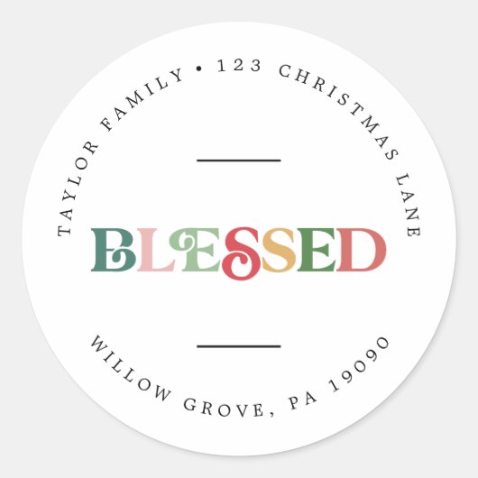 カラフル賛美差出人住所 ラウンドシール (正面)