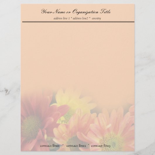 カラフル赤、黄色、オレンジ色のデイジーの結婚花 レターヘッド (正面)