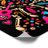 カラフル踊りメキシコのスケルトン – Tのかわいい日 ポスター (角)