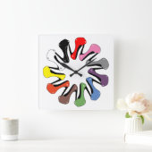 カラフル踵 スクエア壁時計 (ホーム)