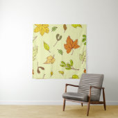 カラフル輪郭葉は黄色 タペストリー (インサイチュ(横))