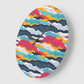 カラフル迷彩:水玉模様ヴィンテージ ラージ壁時計 (傾斜)