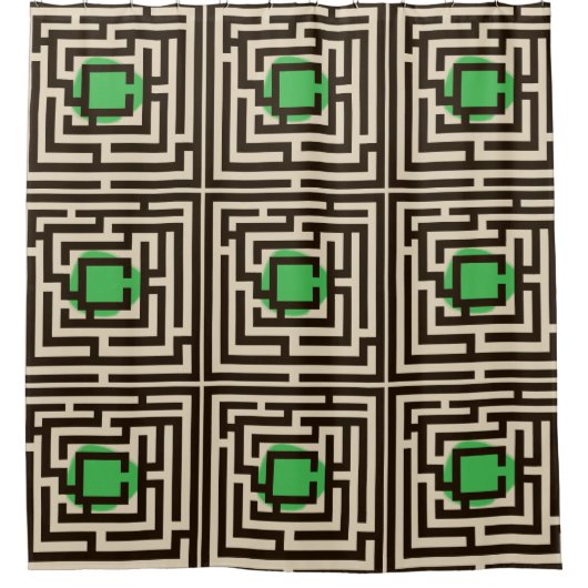 カラフル迷路パターカスタムン シャワーカーテン (正面)