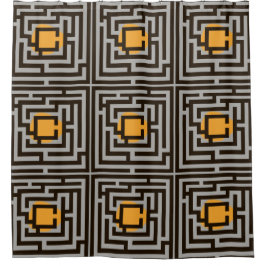 カラフル迷路パターカスタムン シャワーカーテン