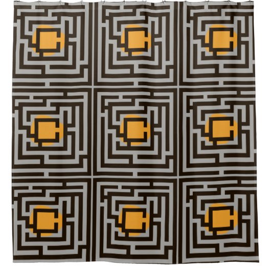 カラフル迷路パターカスタムン シャワーカーテン (正面)