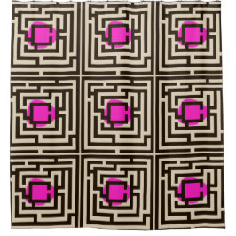 カラフル迷路パターカスタムン シャワーカーテン