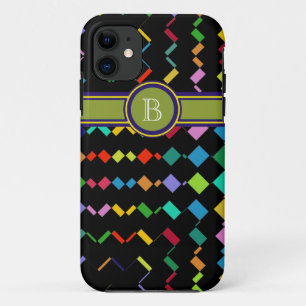 カラフル追加イニシャルジオメトリ iPhone 11 ケース