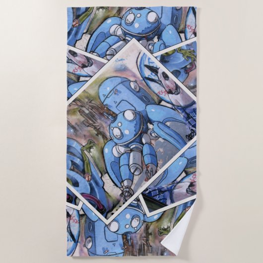 カラフル通りアートコラージュ ビーチタオル (正面)