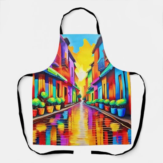 カラフル通りシーンアート エプロン (正面)