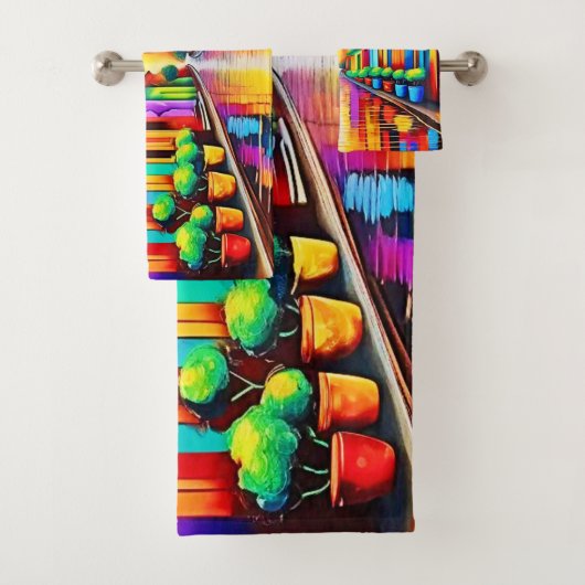 カラフル通りシーンアート バスタオルセット (インサイチュ)