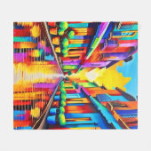 カラフル通りシーンアート フリースブランケット (正面(横))